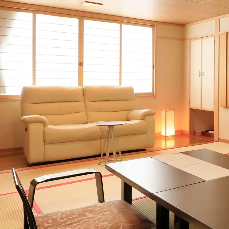 Modern guest room at Hotel Tsubakino in Yudanaka near the snow monkey park